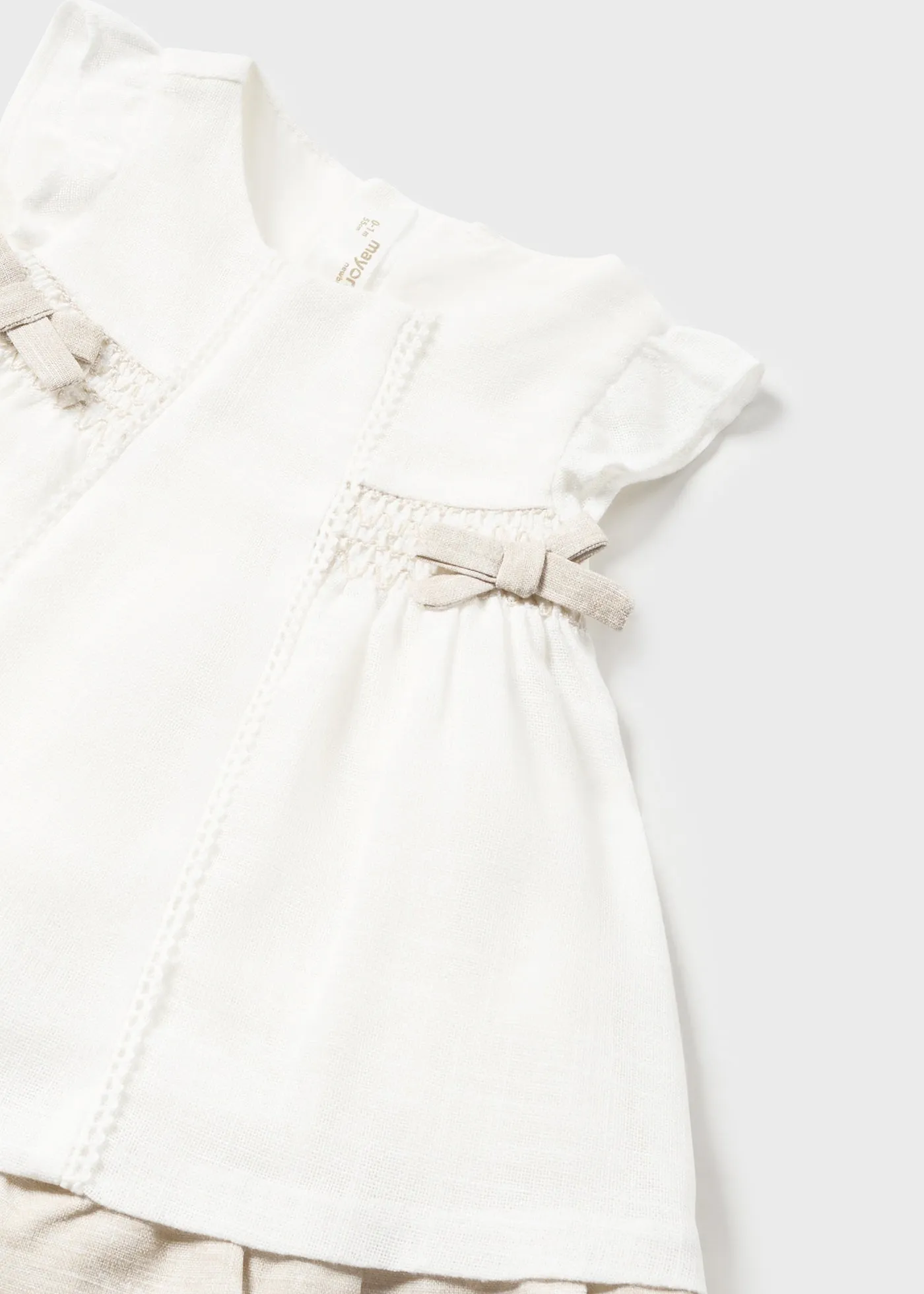 1828 - Dress with smock for newborn girl - Natural