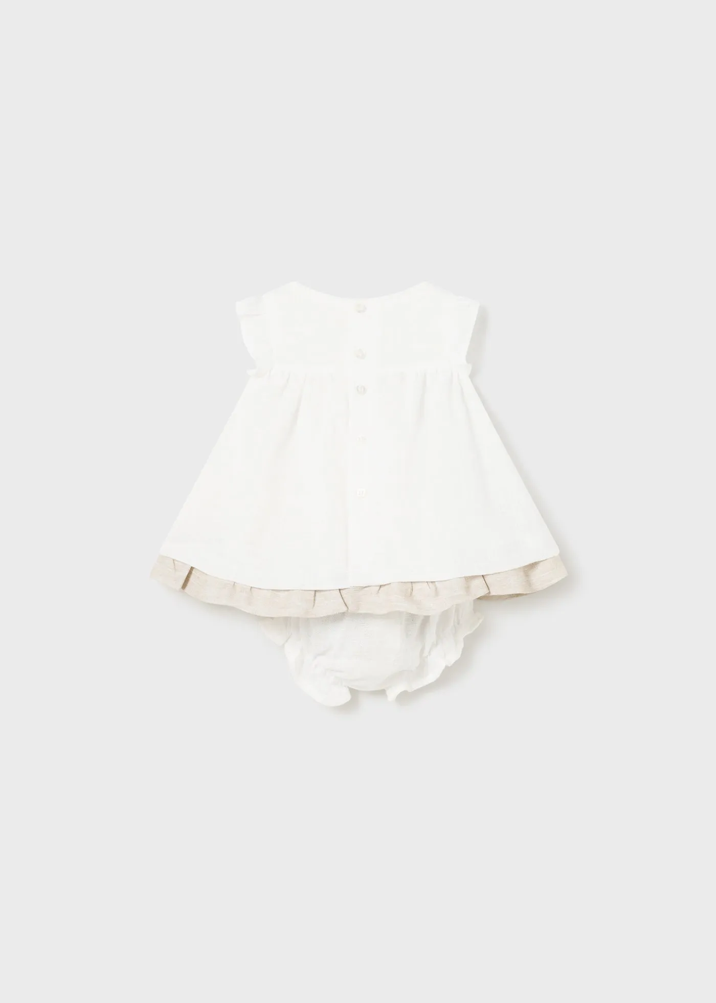 1828 - Dress with smock for newborn girl - Natural