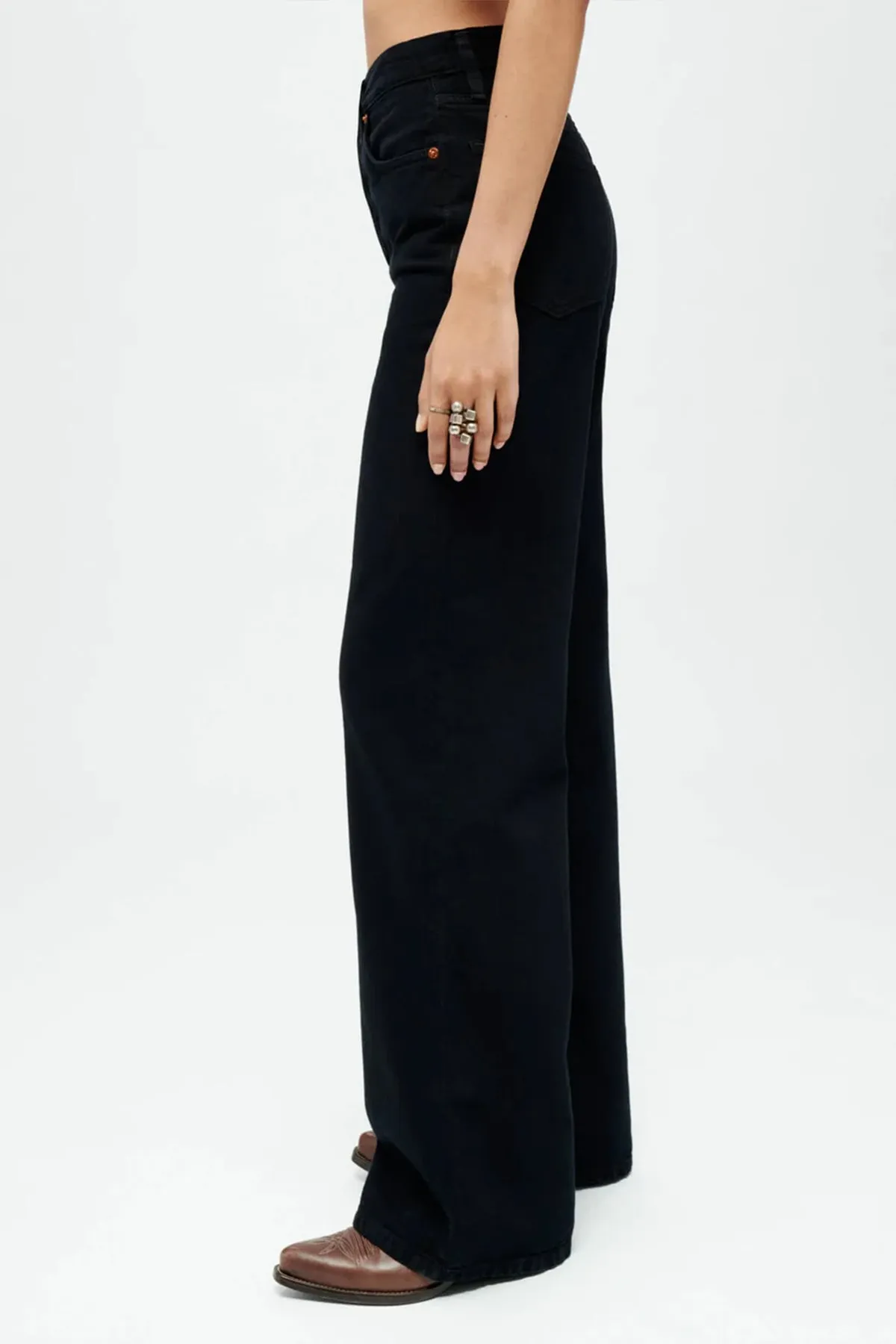 70s Ultra High Rise Wide Leg in Black Flow