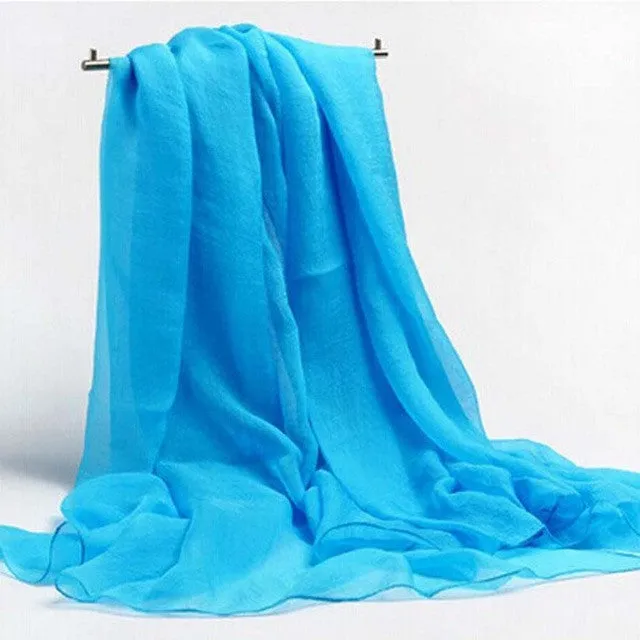 8 Colors  New Fashion Women Solid Rugulose Soft Imitation silk Long Scarf Sunscreen Square   Shawl Wrap Women SM6