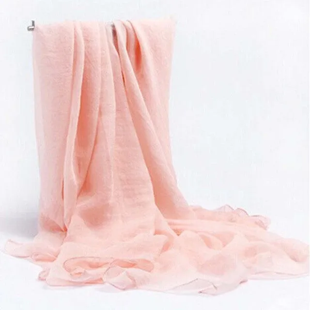 8 Colors  New Fashion Women Solid Rugulose Soft Imitation silk Long Scarf Sunscreen Square   Shawl Wrap Women SM6