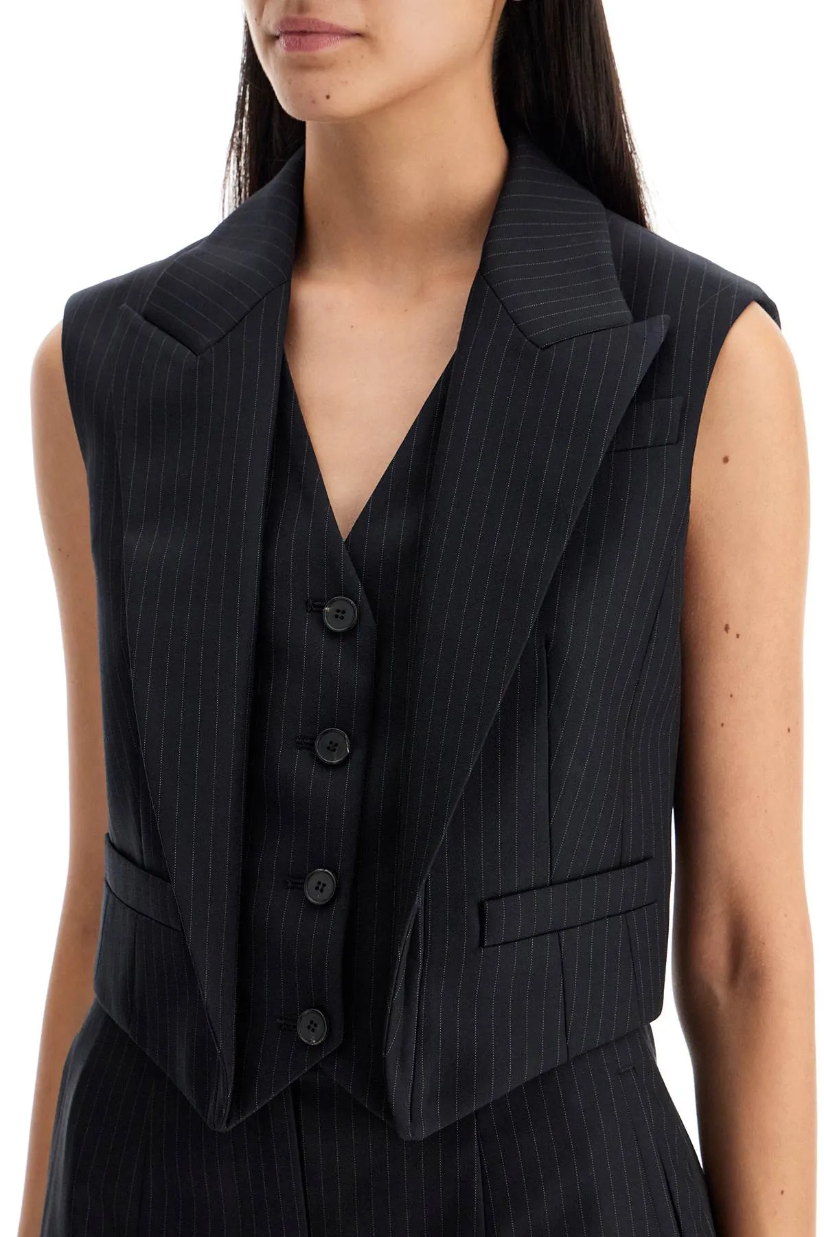 Alexander Mcqueen Pinstriped Vest With   Blue