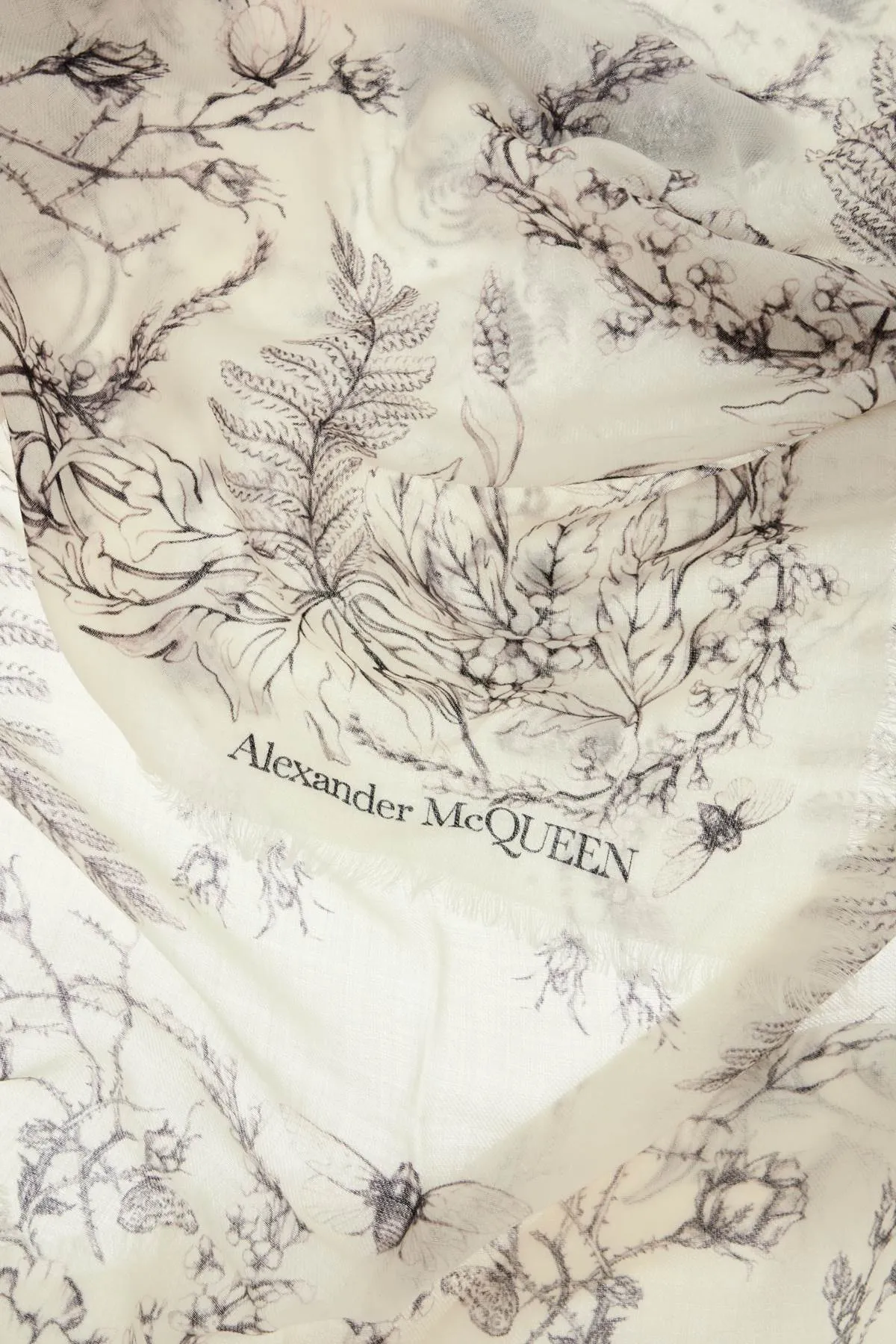 Alexander Mcqueen wool stole with botanical print