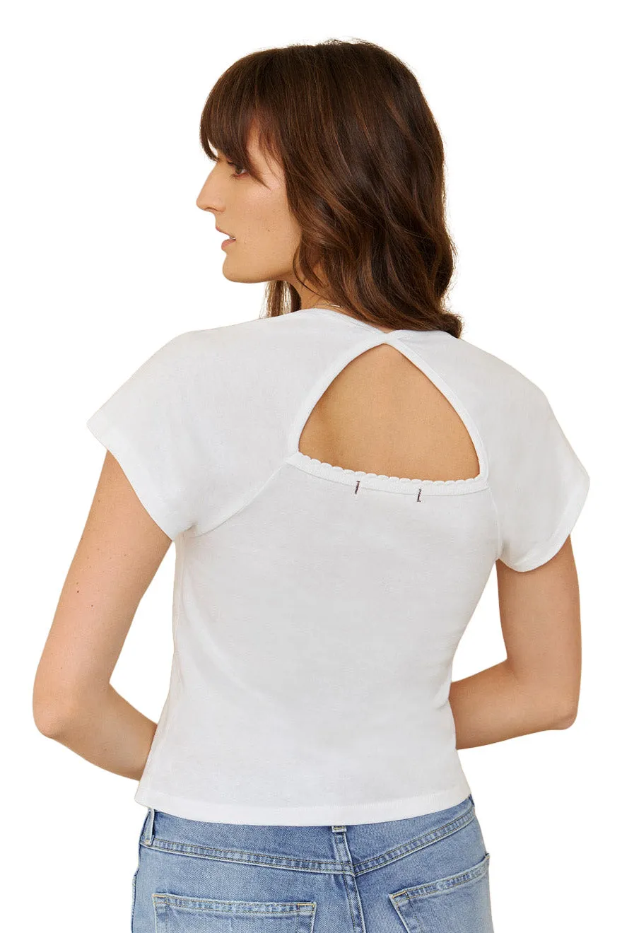 AMO Denim Scallop Tee in White