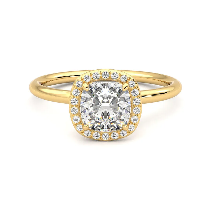 Anillo Eclat Halo Diamante y Oro 18k