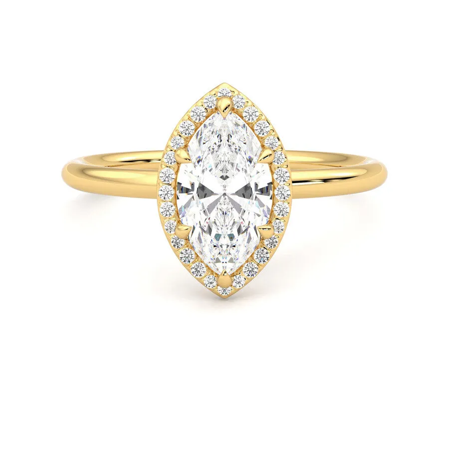 Anillo Eclat Halo Diamante y Oro 18k