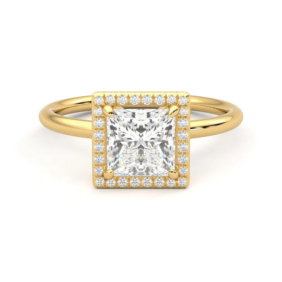 Anillo Eclat Halo Diamante y Oro 18k