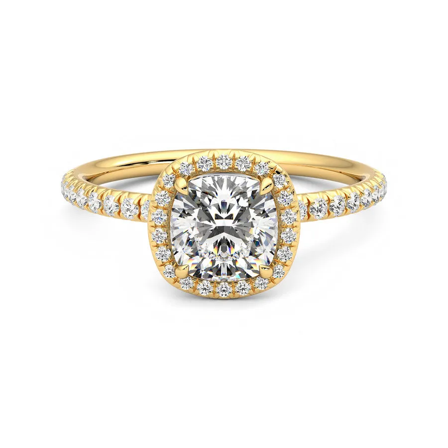 Anillo Eclat Halo Pavé Diamante y Oro 18k