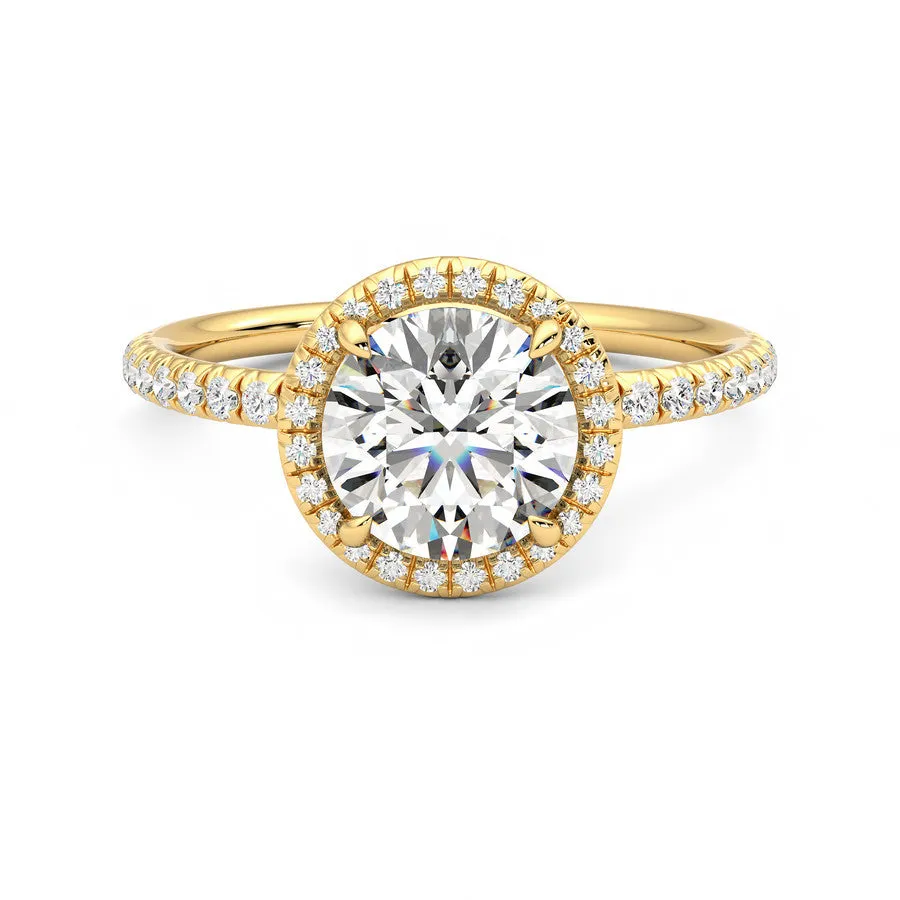 Anillo Eclat Halo Pavé Diamante y Oro 18k