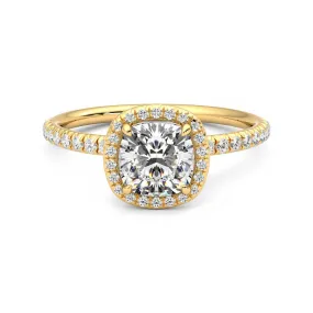 Anillo Eclat Halo Pavé Diamante y Oro 18k