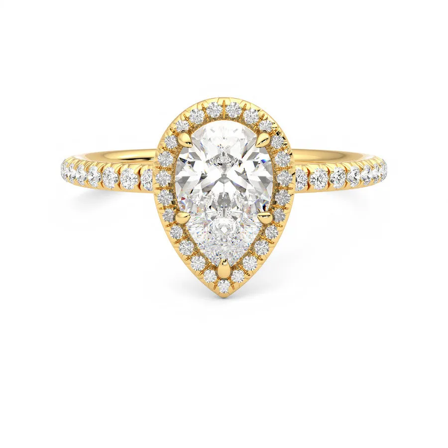 Anillo Eclat Halo Pavé Diamante y Oro 18k