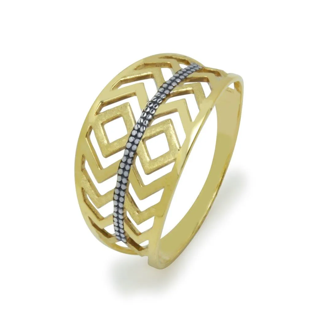 Anillo Line Bicolor Oro