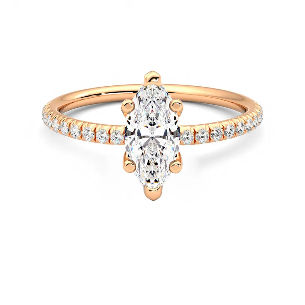 Anillo Lumiere Pavé Diamante y Oro Rosa 18k