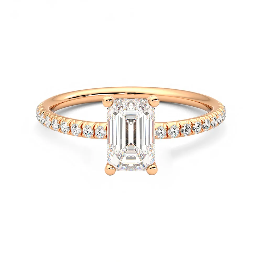 Anillo Lumiere Pavé Diamante y Oro Rosa 18k