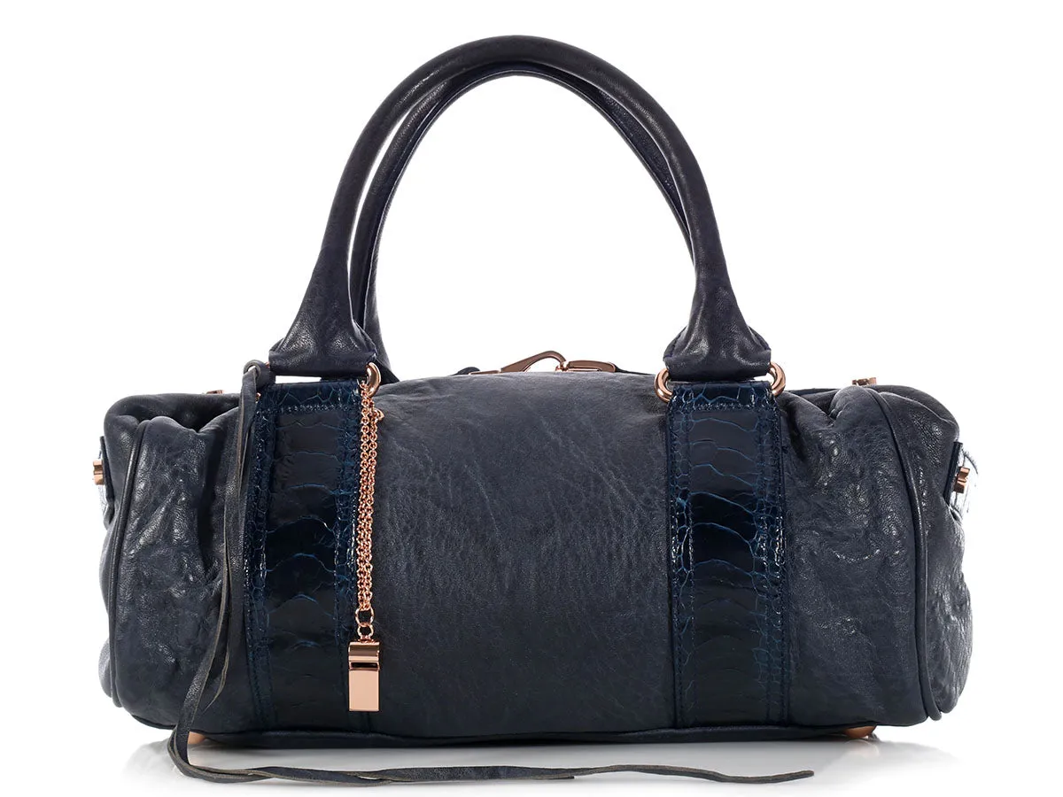 Balenciaga Blue Ostrich Leg Trim Whistle Bag