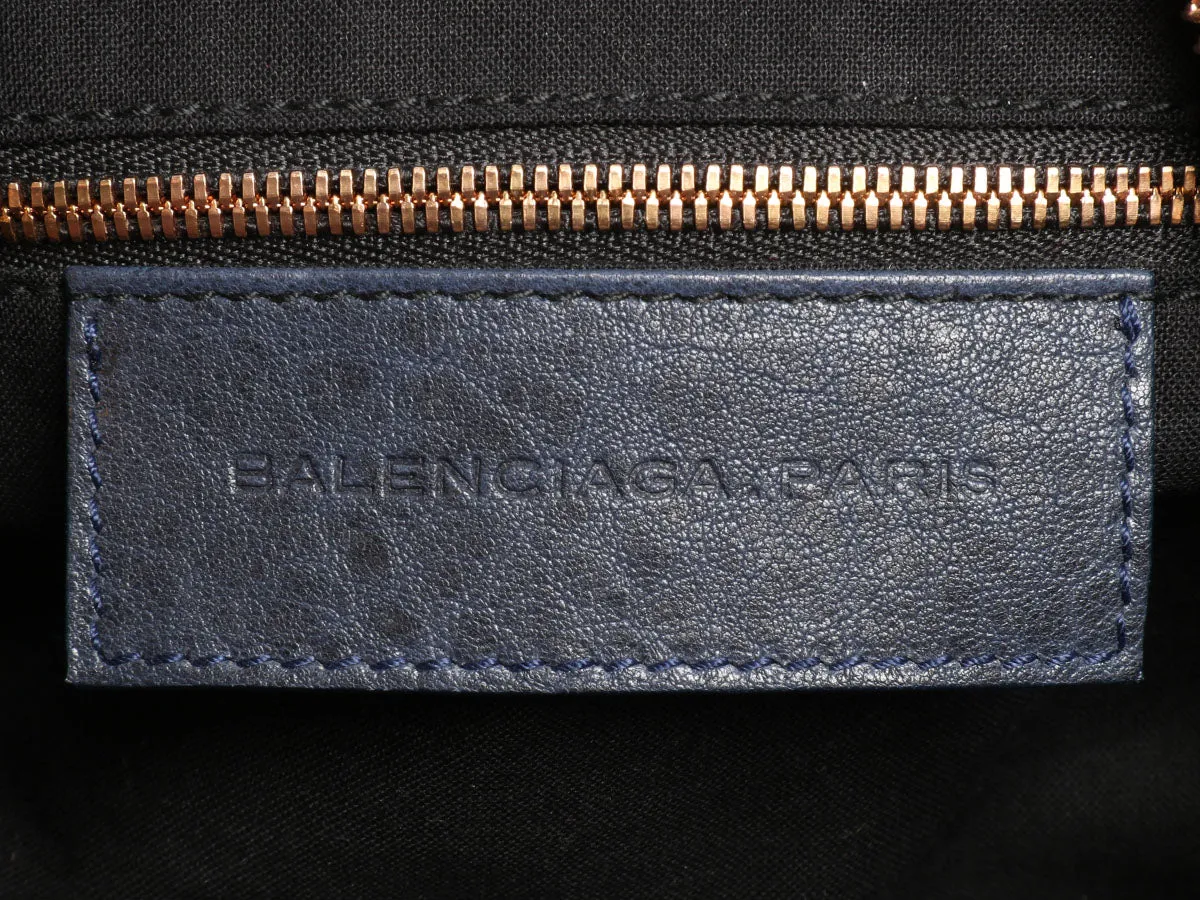 Balenciaga Blue Ostrich Leg Trim Whistle Bag