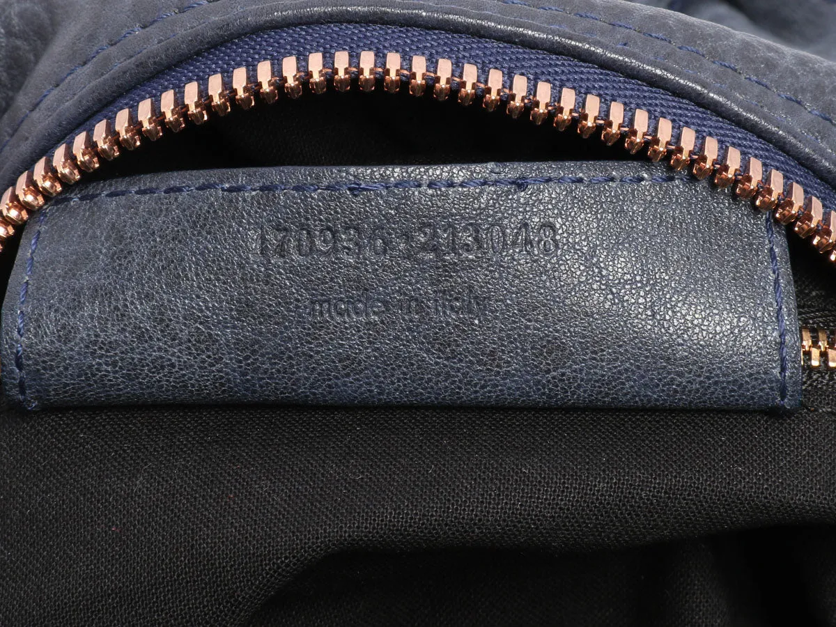 Balenciaga Blue Ostrich Leg Trim Whistle Bag