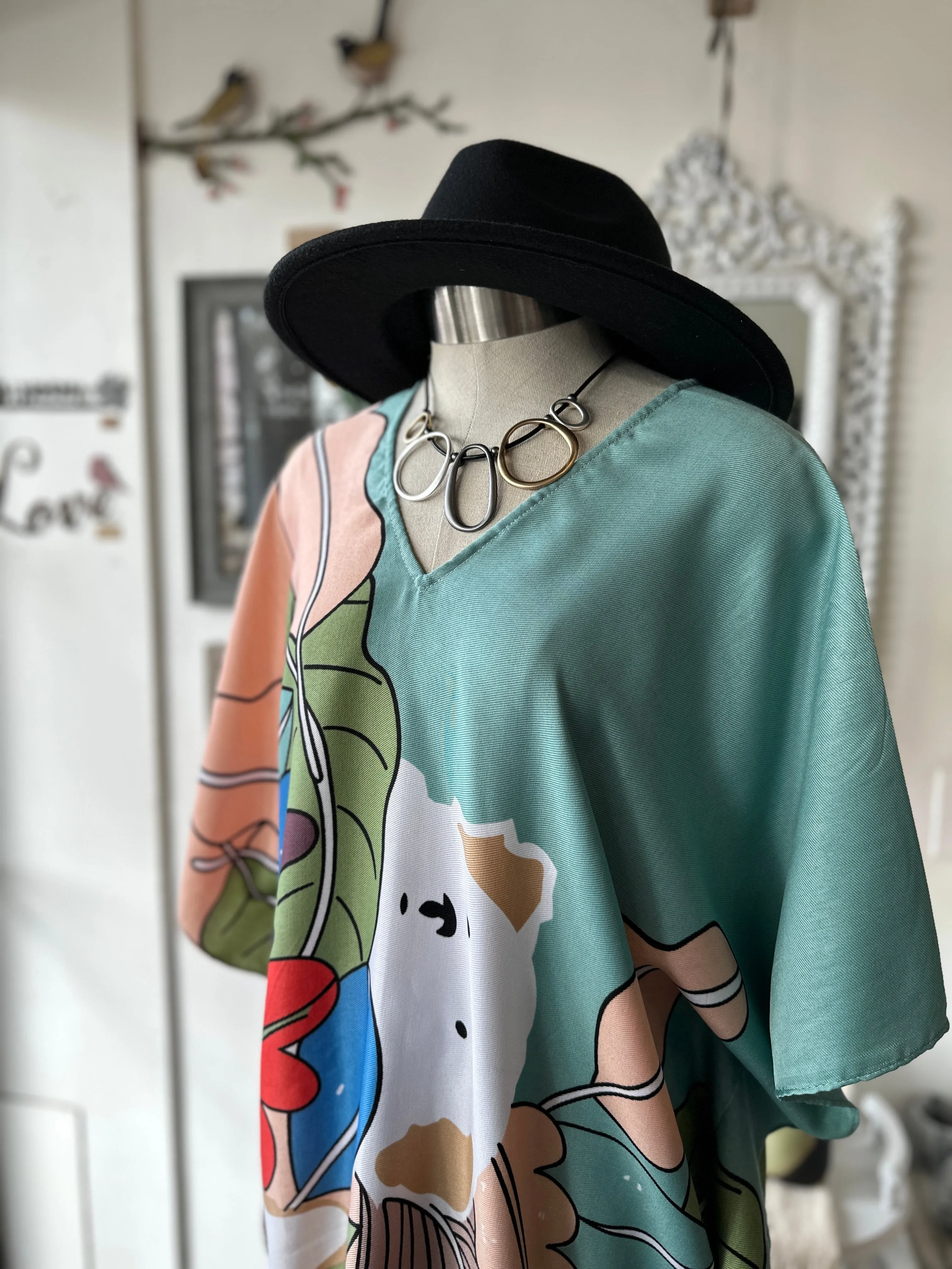 Beautiful Animal Kingdom Garden V-Neck Tunic Cover up