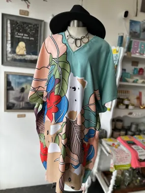 Beautiful Animal Kingdom Garden V-Neck Tunic Cover up