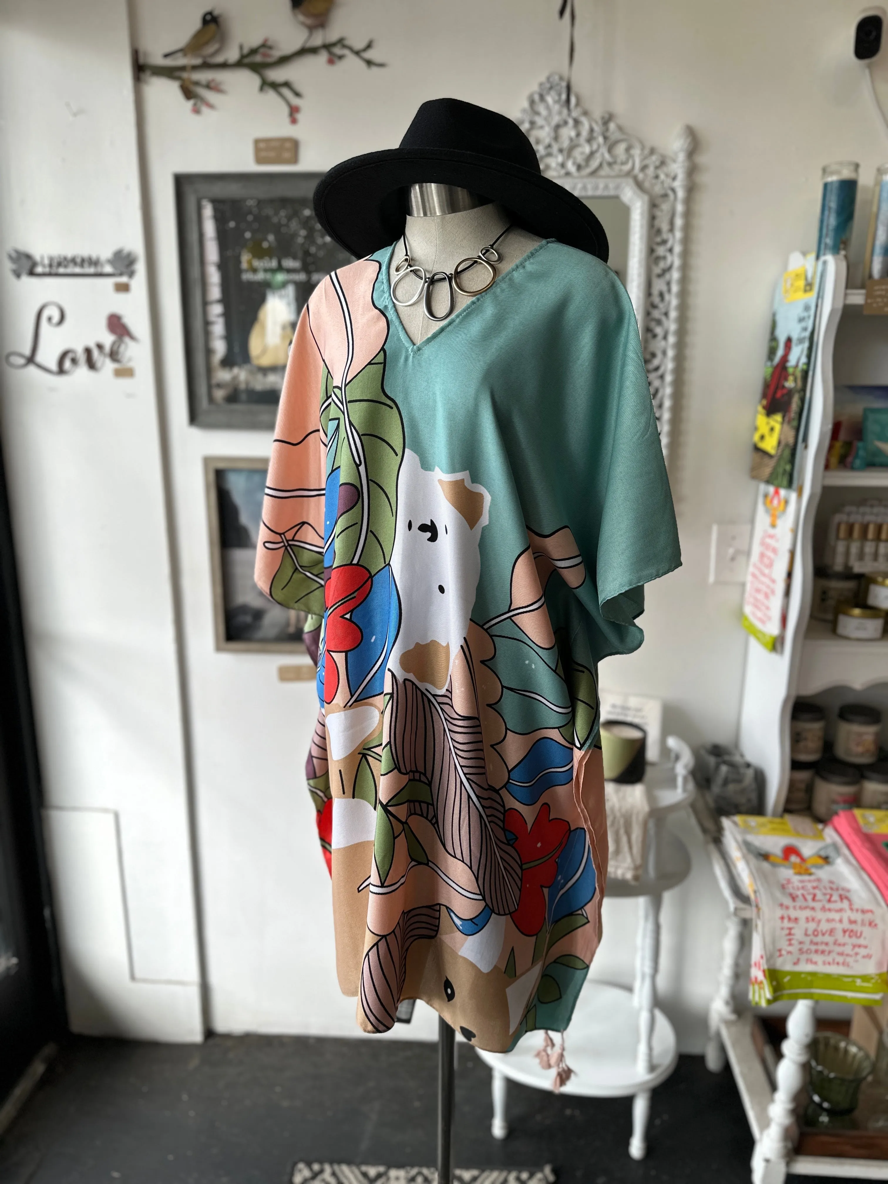 Beautiful Animal Kingdom Garden V-Neck Tunic Cover up