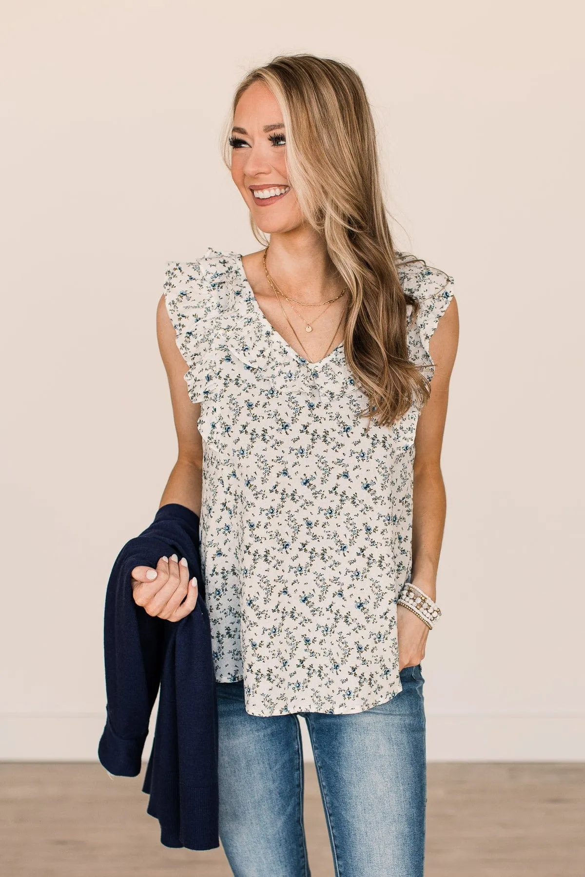 Believe In Love Sleeveless Blouse- Ivory