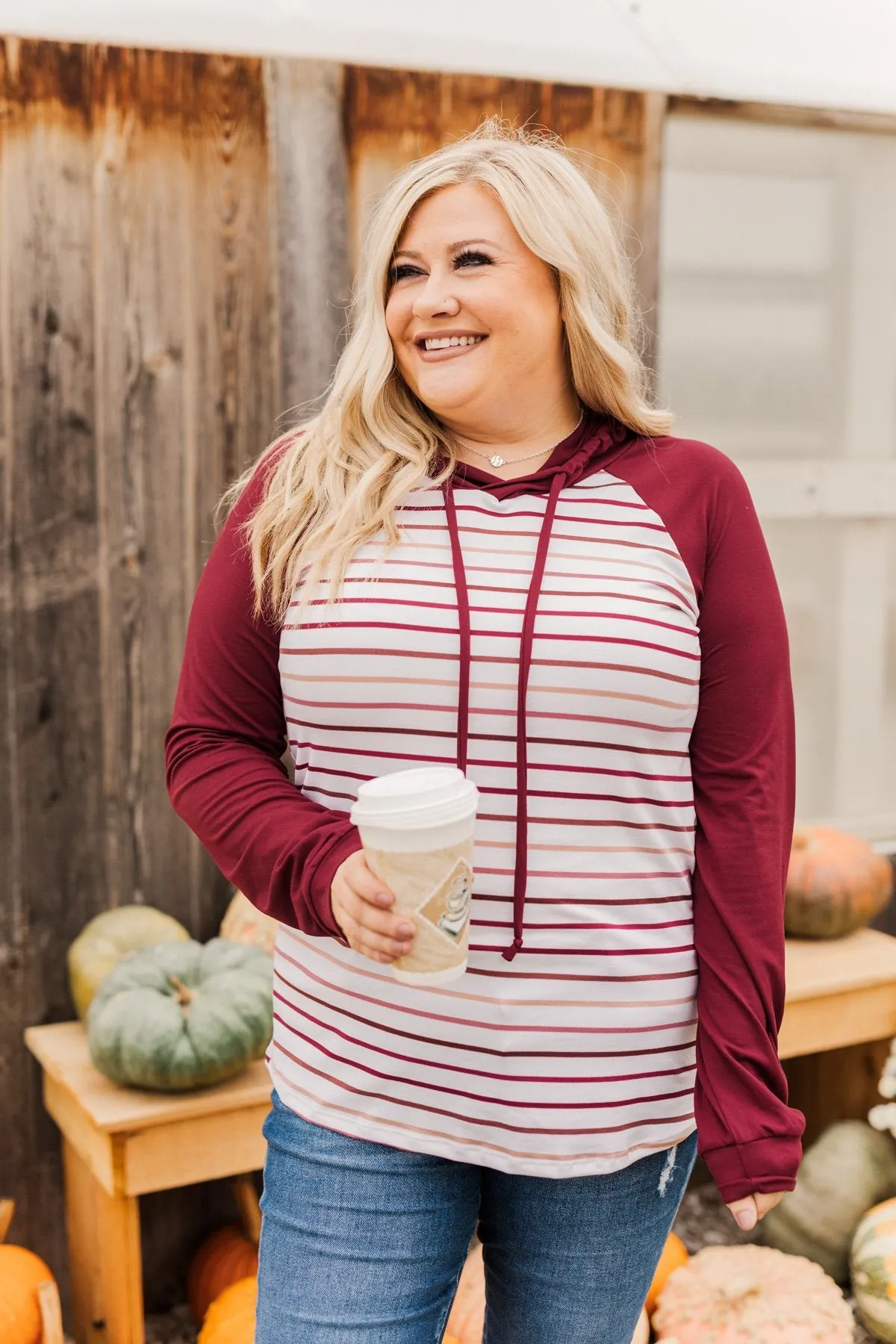 Better By Every Measure Hooded Top- Wine & Ivory