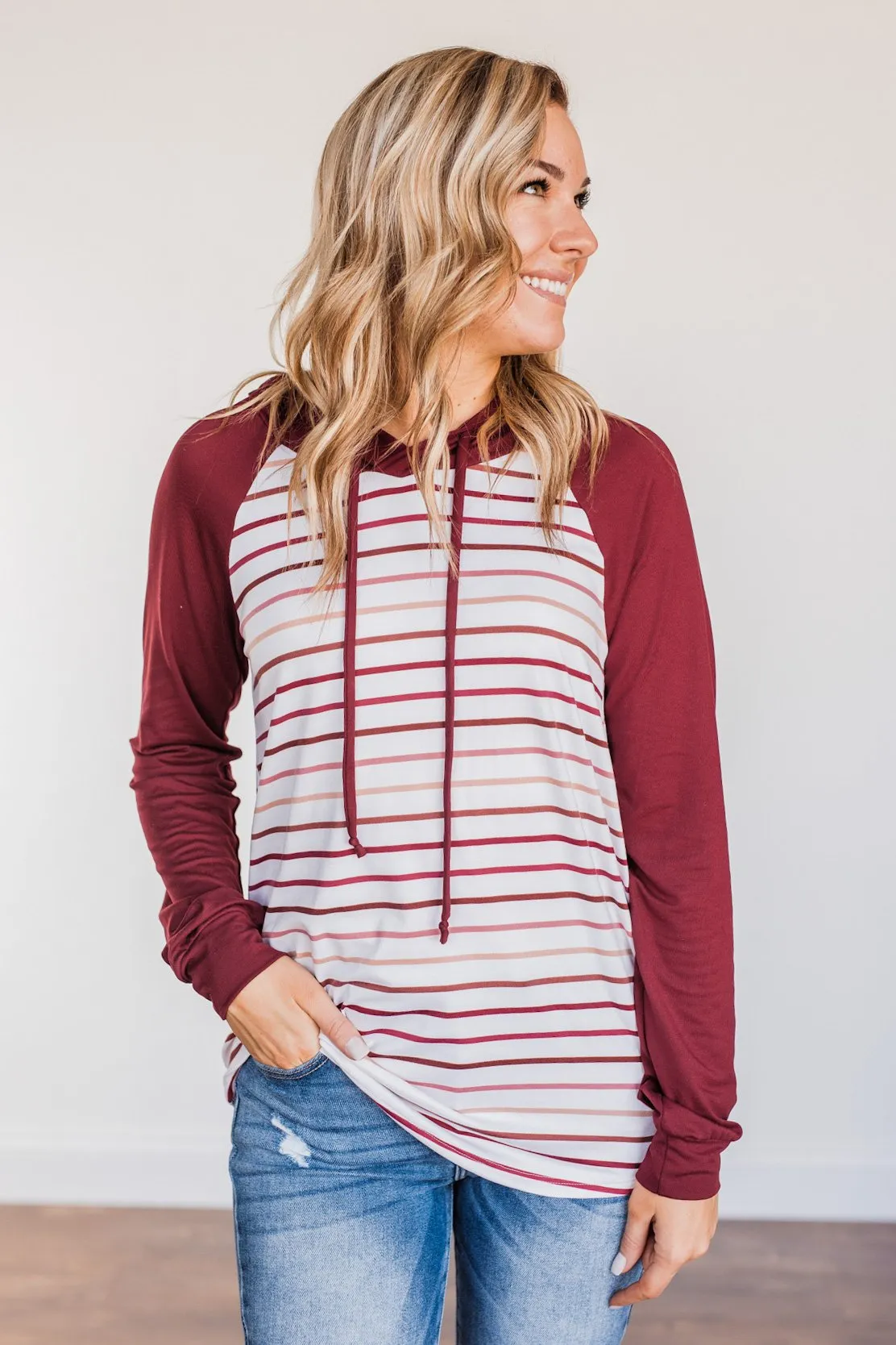 Better By Every Measure Hooded Top- Wine & Ivory