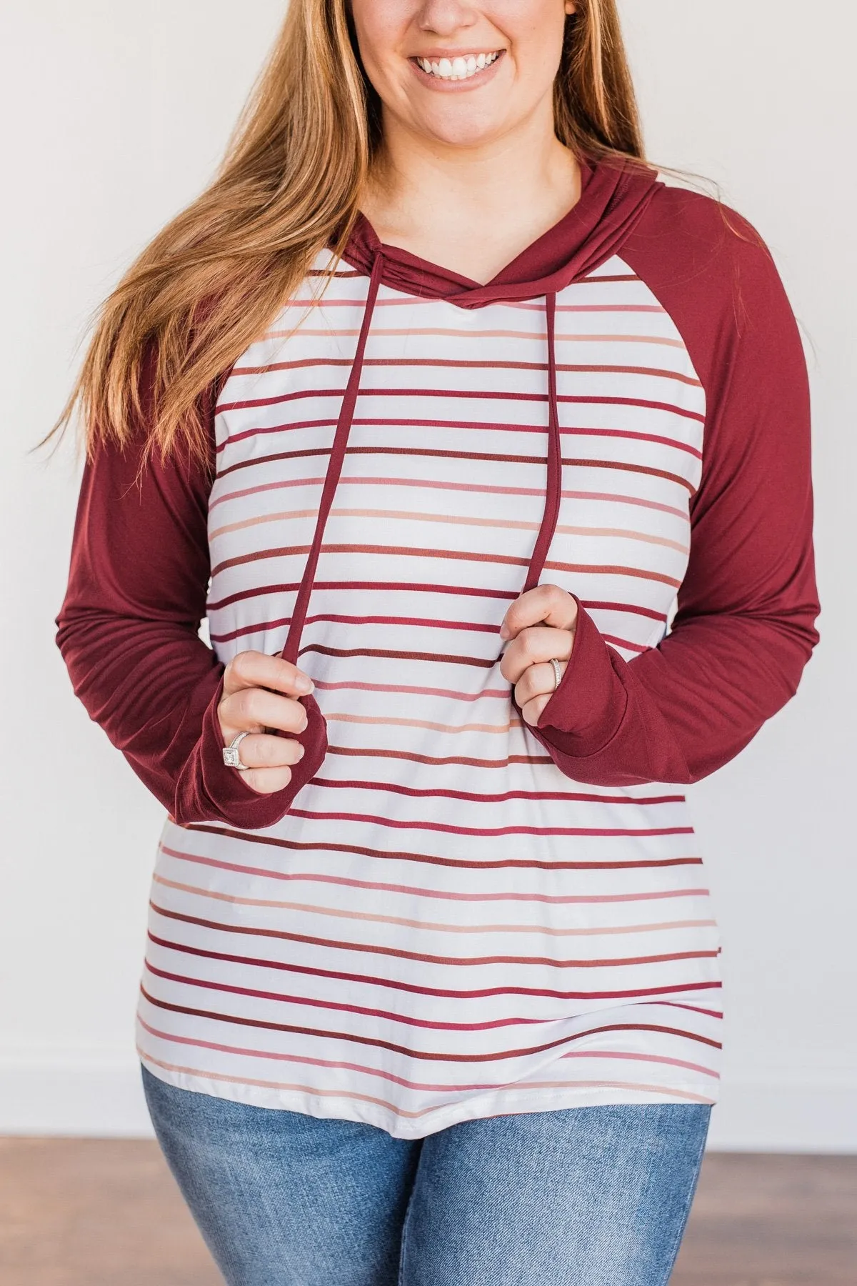 Better By Every Measure Hooded Top- Wine & Ivory