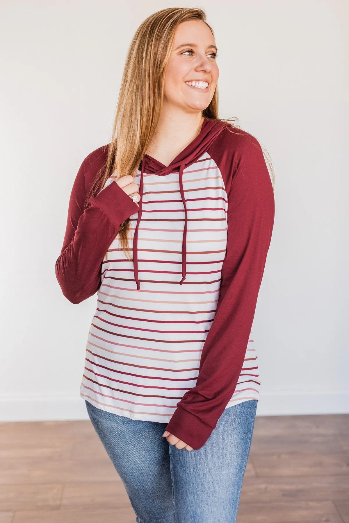 Better By Every Measure Hooded Top- Wine & Ivory