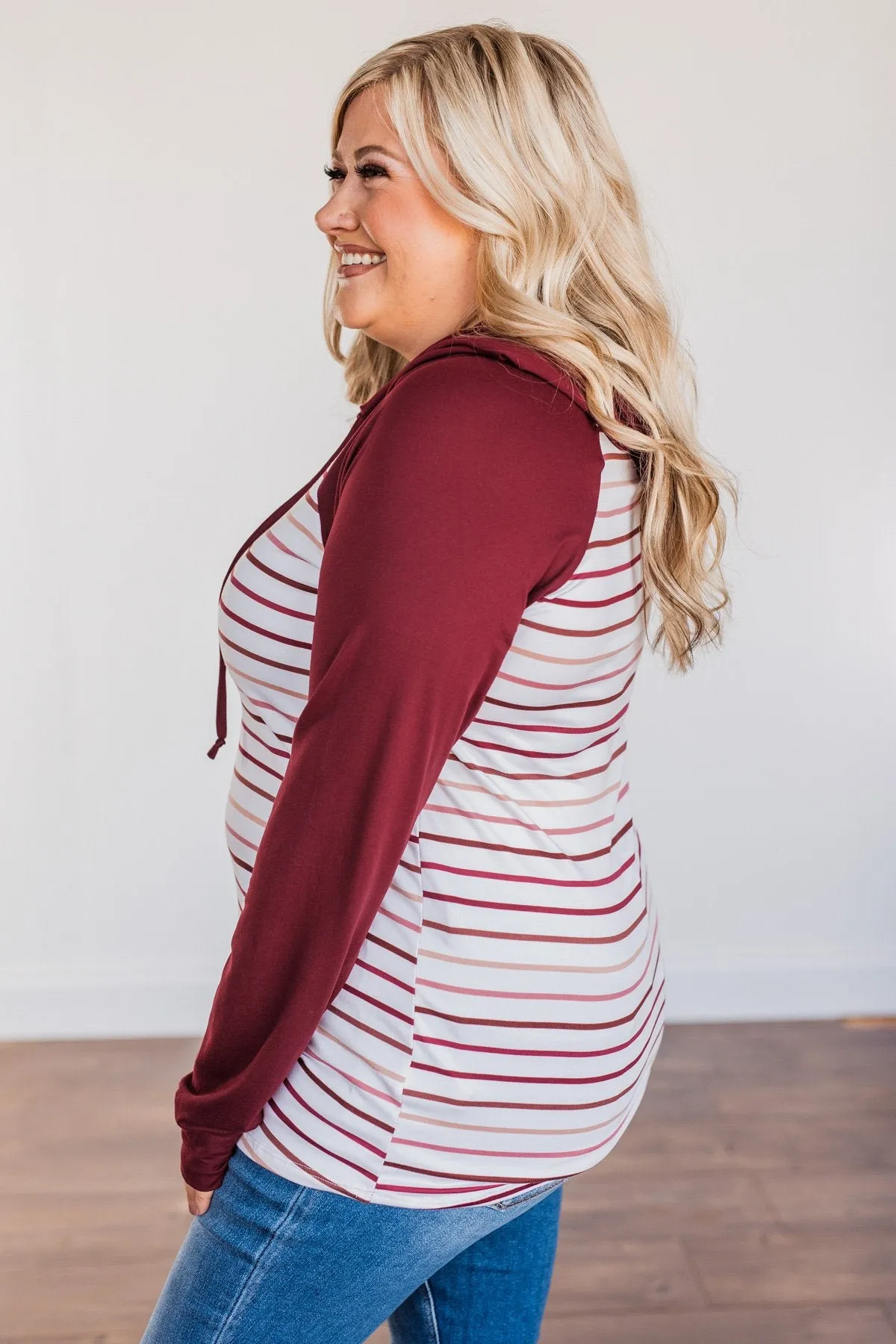 Better By Every Measure Hooded Top- Wine & Ivory