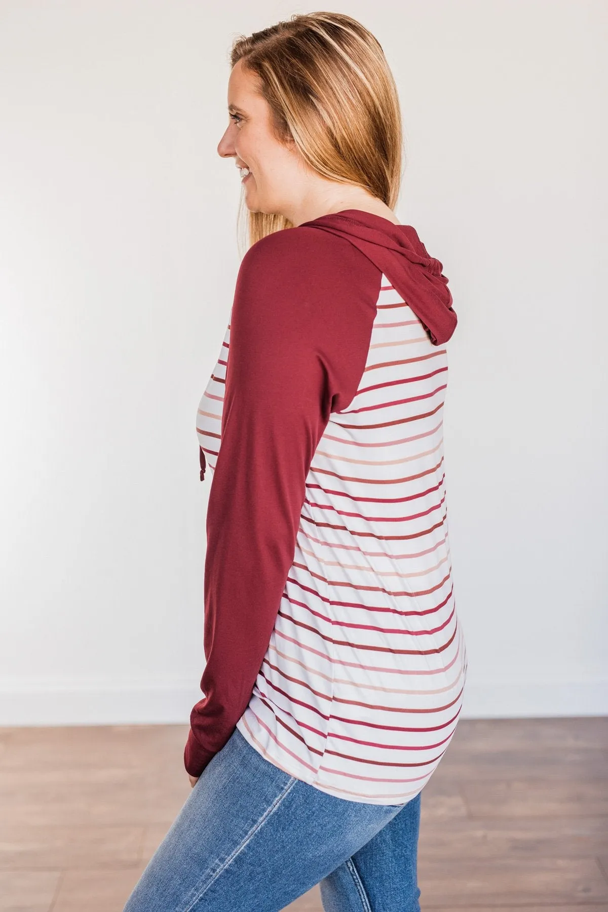 Better By Every Measure Hooded Top- Wine & Ivory