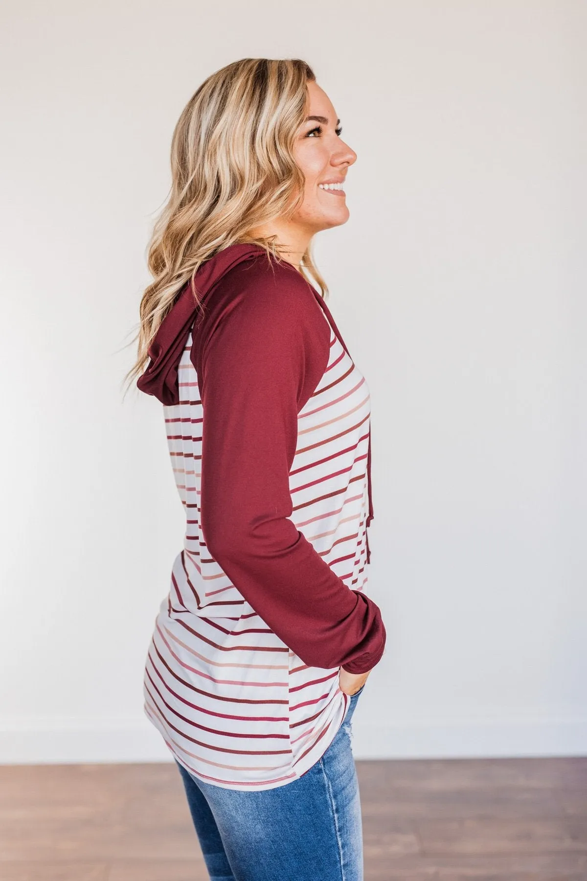 Better By Every Measure Hooded Top- Wine & Ivory