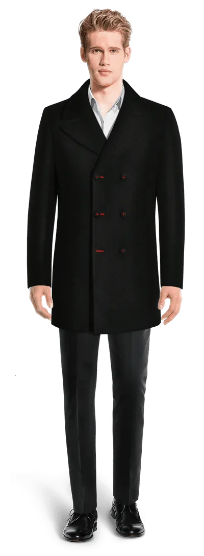 Black Peacoat with contrasted Buttonthreads