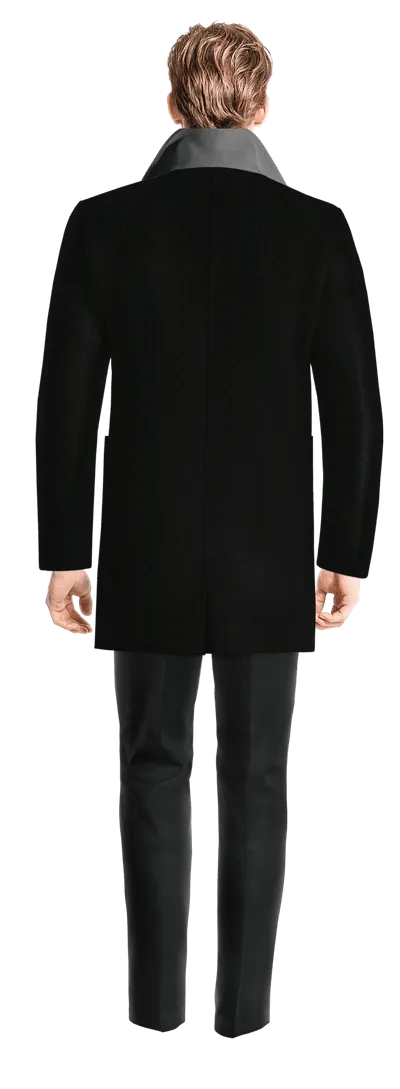 Black Peacoat with contrasted Buttonthreads