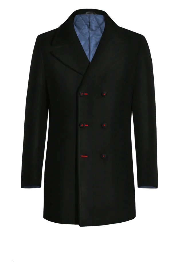 Black Peacoat with contrasted Buttonthreads