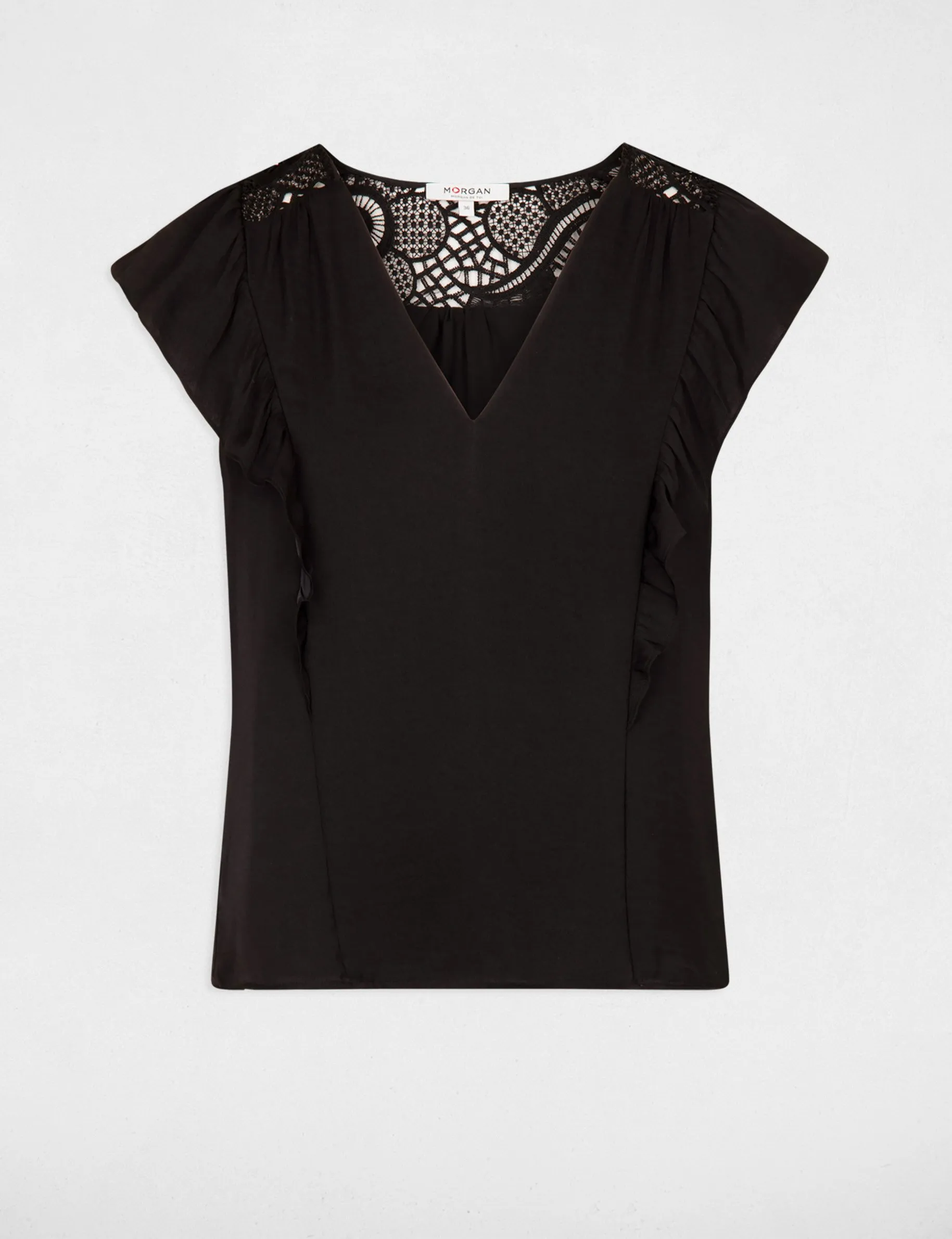 Blouse ruffle short sleeves black women