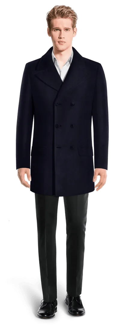 Blue Peacoat with contrasted Buttonthreads