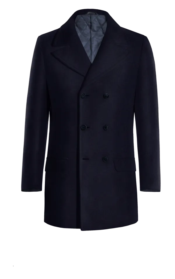 Blue Peacoat with contrasted Buttonthreads