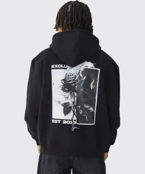 boohoo Mens Oversized Blurred Branded Print Hoodie