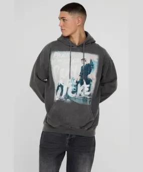 boohooMAN Mens Oversized Wash Panic at the Disco License Print Hoodie