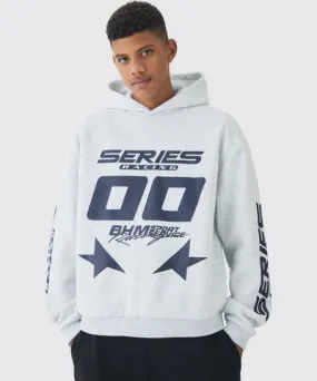 boohooMAN Mens Tall Moto Graphic Oversized Hoodie