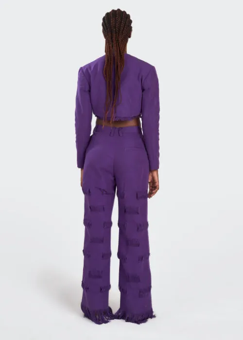 Boyedoe Busumuru II Women's Purple Handwoven Cotton Smock Trousers