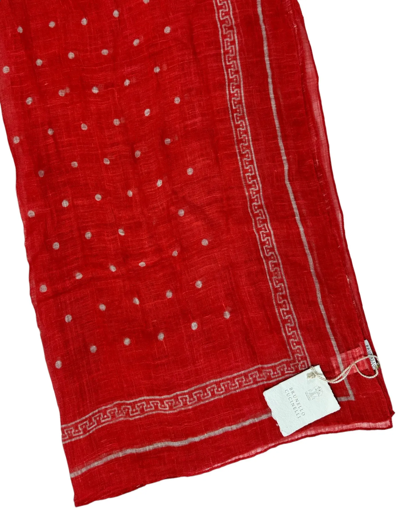 Brunello Cucinelli Linen Scarf Fire Red Design - Men Collection SALE