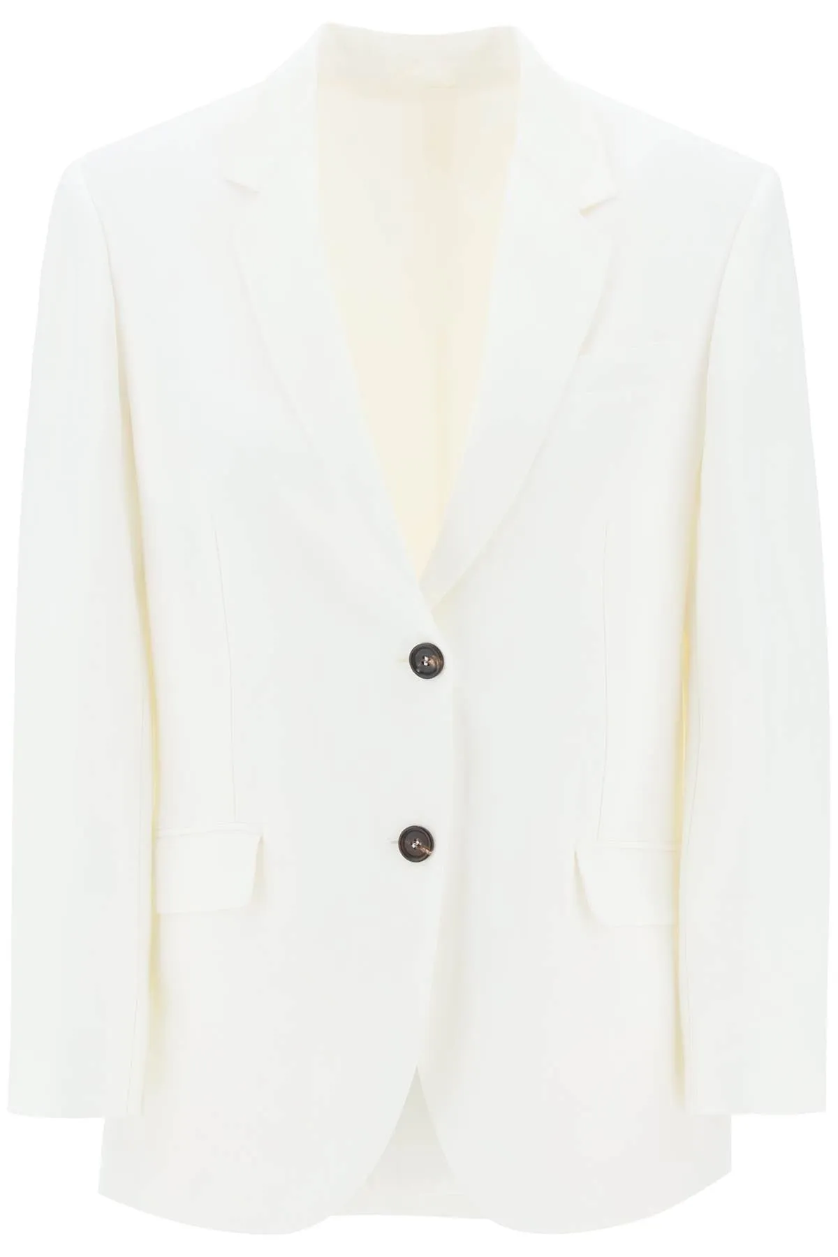 Brunello Cucinelli Viscose Linen Single Breasted Blazer   White