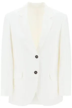 Brunello Cucinelli Viscose Linen Single Breasted Blazer   White