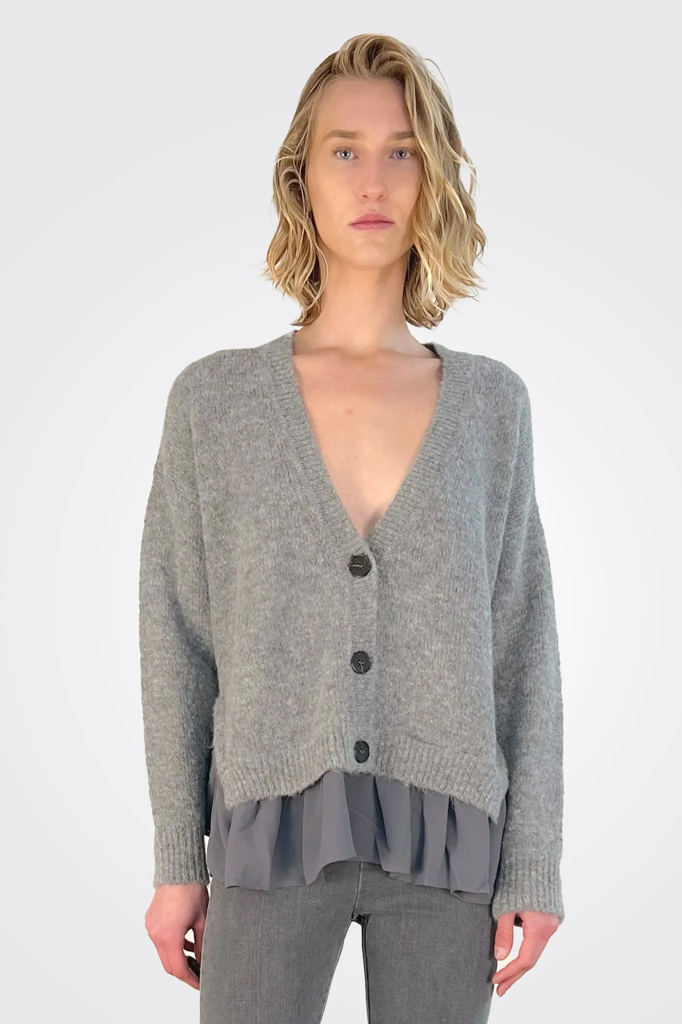 Button Up Cardigan - Grey