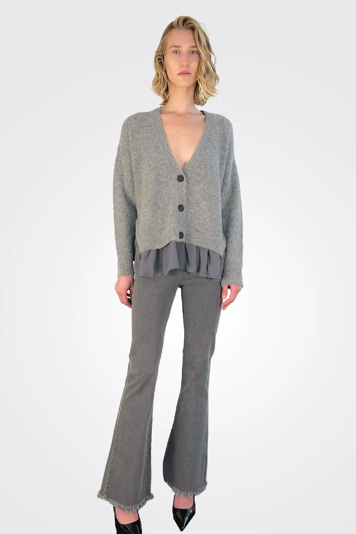 Button Up Cardigan - Grey