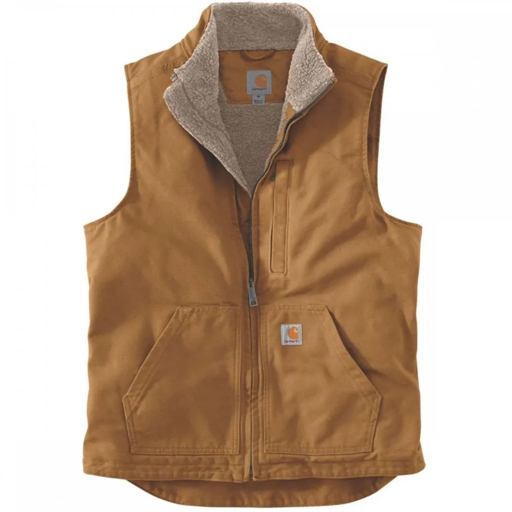 Carhartt Loose Fit Sherpa-Lined Mock-Neck Gilet - Brown - Medium | Jackets & Gilets | NYEs