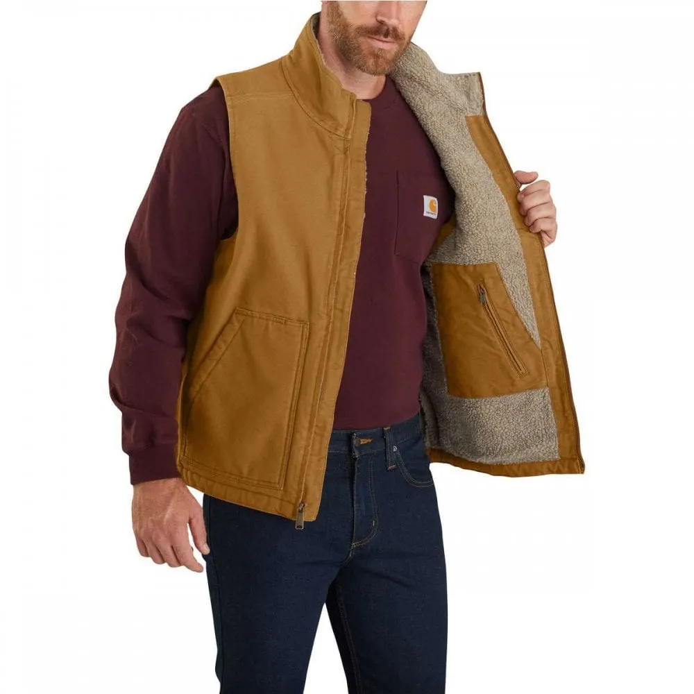 Carhartt Loose Fit Sherpa-Lined Mock-Neck Gilet - Brown - Medium | Jackets & Gilets | NYEs