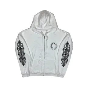 Chrome Hearts White Horseshoe Zip Up Hoodie